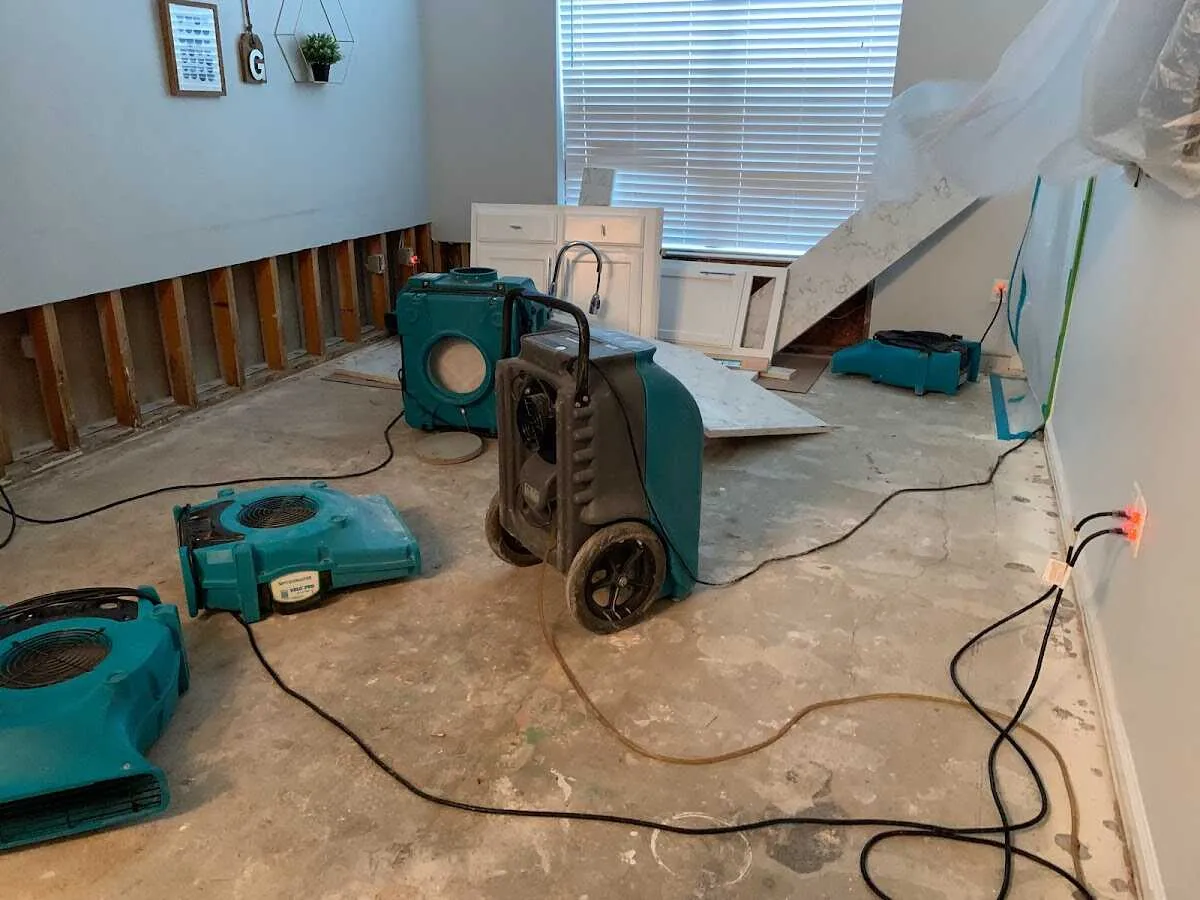 Dehumidifier in flood-cut room for Water Damage Restoration in Morris Plains